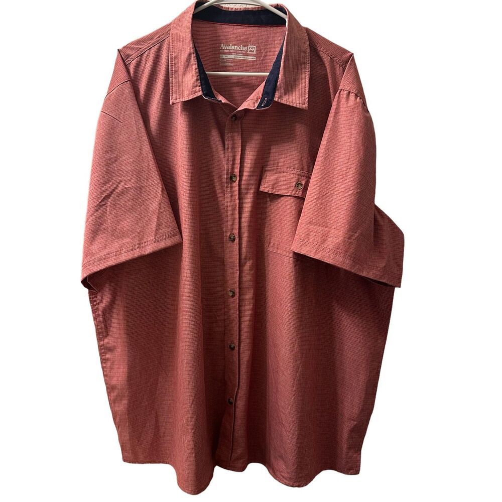 Avalanche Outdoor Men's Short Sleeve Button Up Collared Shirt Size XXL Red